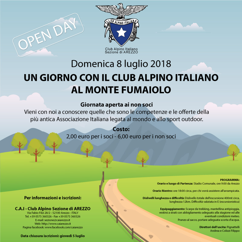 Domenica 8 luglio 2018 UN GIORNO CON IL CLUB ALPINO ITALIANO AL MONTE FUMAIOLO